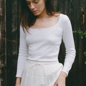 Christy Dawn Lita Pointelle White Tee Size M